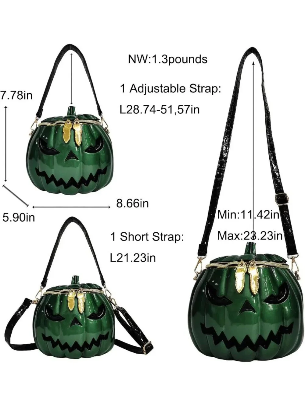 Women's Green Pumpkin Crossbody Purse For Gothic Halloween Shoulder Bag Purse